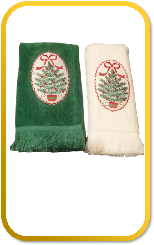 CANNON TOWELS SET CHRISTMAS TREE APPLIQUÉ  GREEN/RED/WHITE
