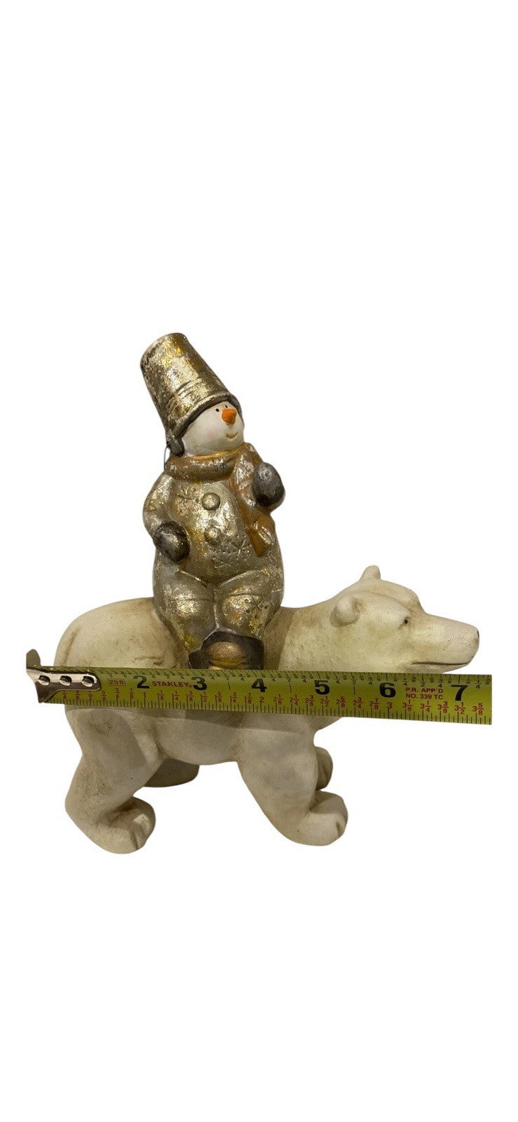 Vintage SEYMOUR MANN Snowman Riding On Polar Bear Winter Ceramic Home Accent 9"H