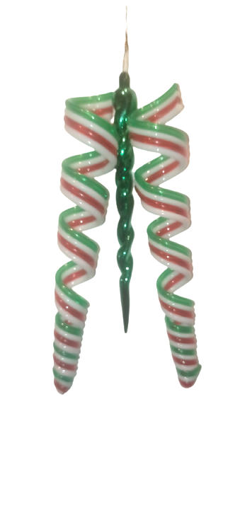 Christmas Tree Ornaments Red White Green Mint Candy Spiral Green Icicle Hanging