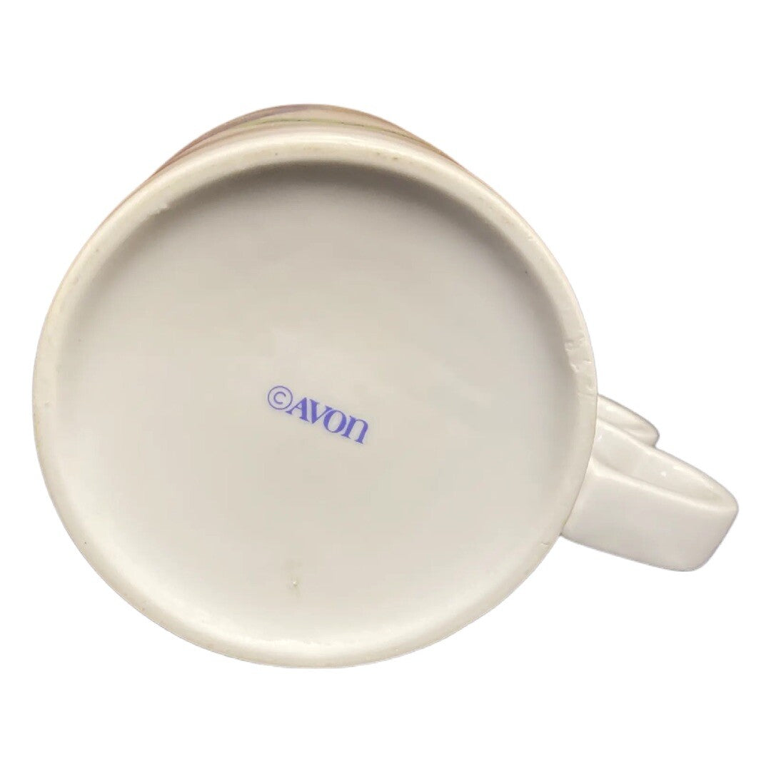 AVON Ceramic Coffee Mug Linked Hearts Sweet Sentiments Love Is Rainbows-Valentin