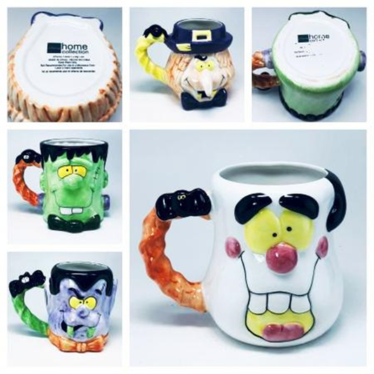 Vintage 3D Mug JCPenney Frankenstein Ghost Vampire Witch Home Collection Ceramic