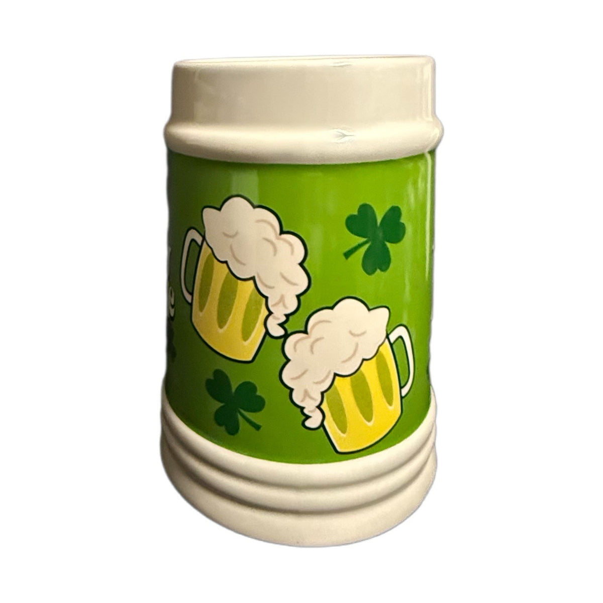 Irish Whiskey Makes Me Frisky Beer Stein Mug Shamrock St Patrick’s Green 7”H