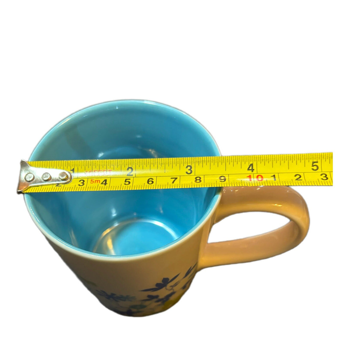 Vintage STARBUCKS 2006 Flowers Butterflies Blue Interior Coffee Tea Cup 11oz.