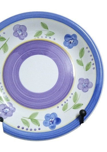 Gibson Designs BELLA 4-Dinner Plates 11 1/8"D Ceramic Blue Lavender Floral Bands