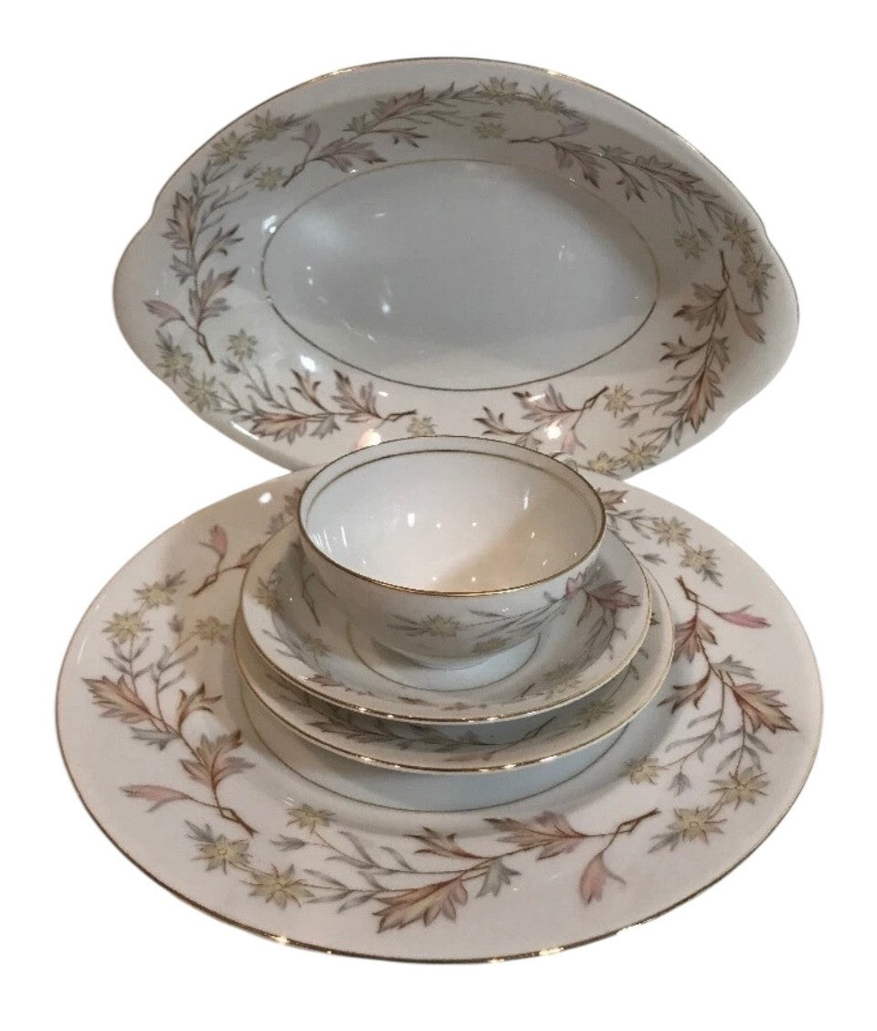 Harmony House Woodhue Fine China 16 Piece Set & 1 Oval Serving Bowl Japan