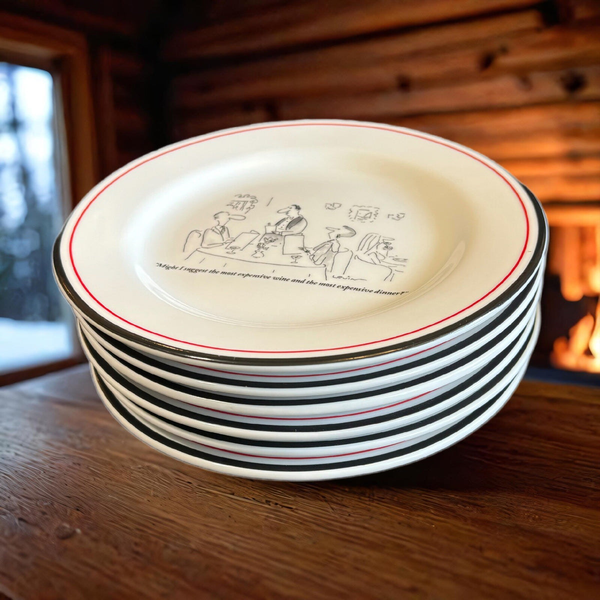 RESTORATION HARDWARE 6-Salad Plates NEW YORKER Ceramic Dessert Appetizer 8" D