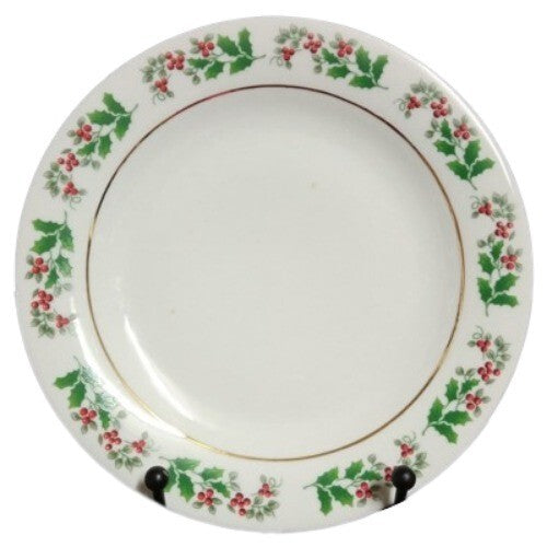 Gibson Everyday CHRISTMAS CHARM 4-Salad Plates 7" D Holly Berry Charm Dessert