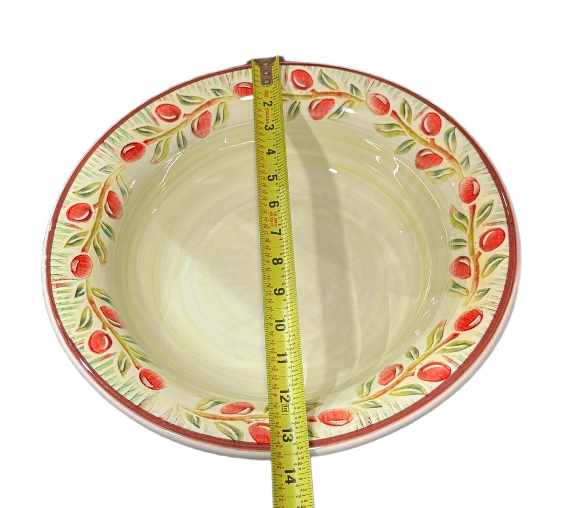 Crate & Barrel JAM Serving Bowl Ceramica Red Olive Pasta Vegetables Salad Italy