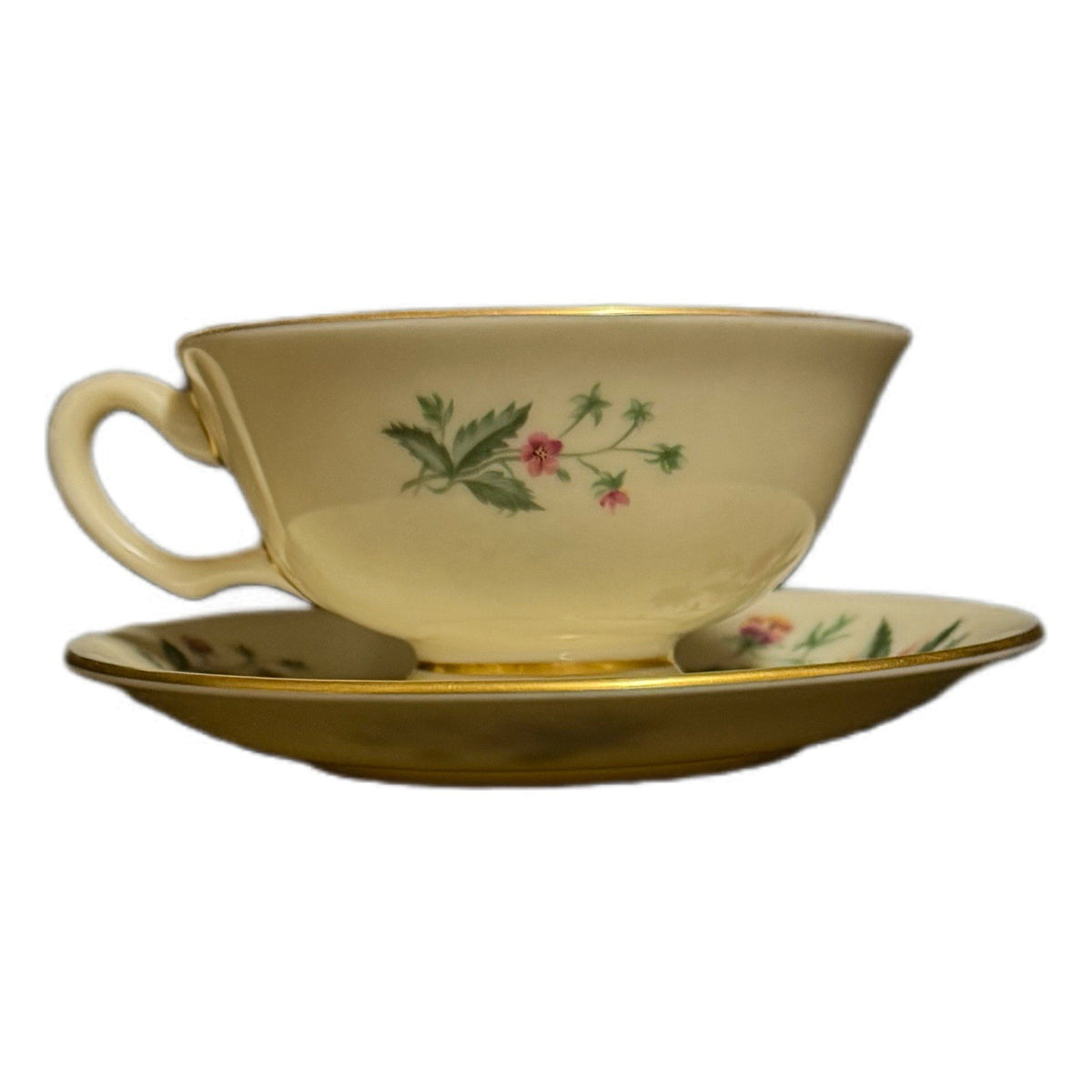 Lenox Country Garden W-302 Set of 7 Cups & Saucers USA Floral Gold Trim