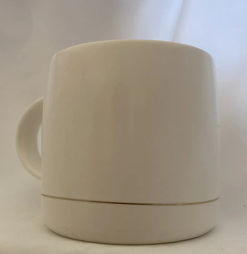 Rare AMY HAMLEY Mug Magenta 24KT Gold Ring Trim White Ceramic Coffee TeaCup 13oz