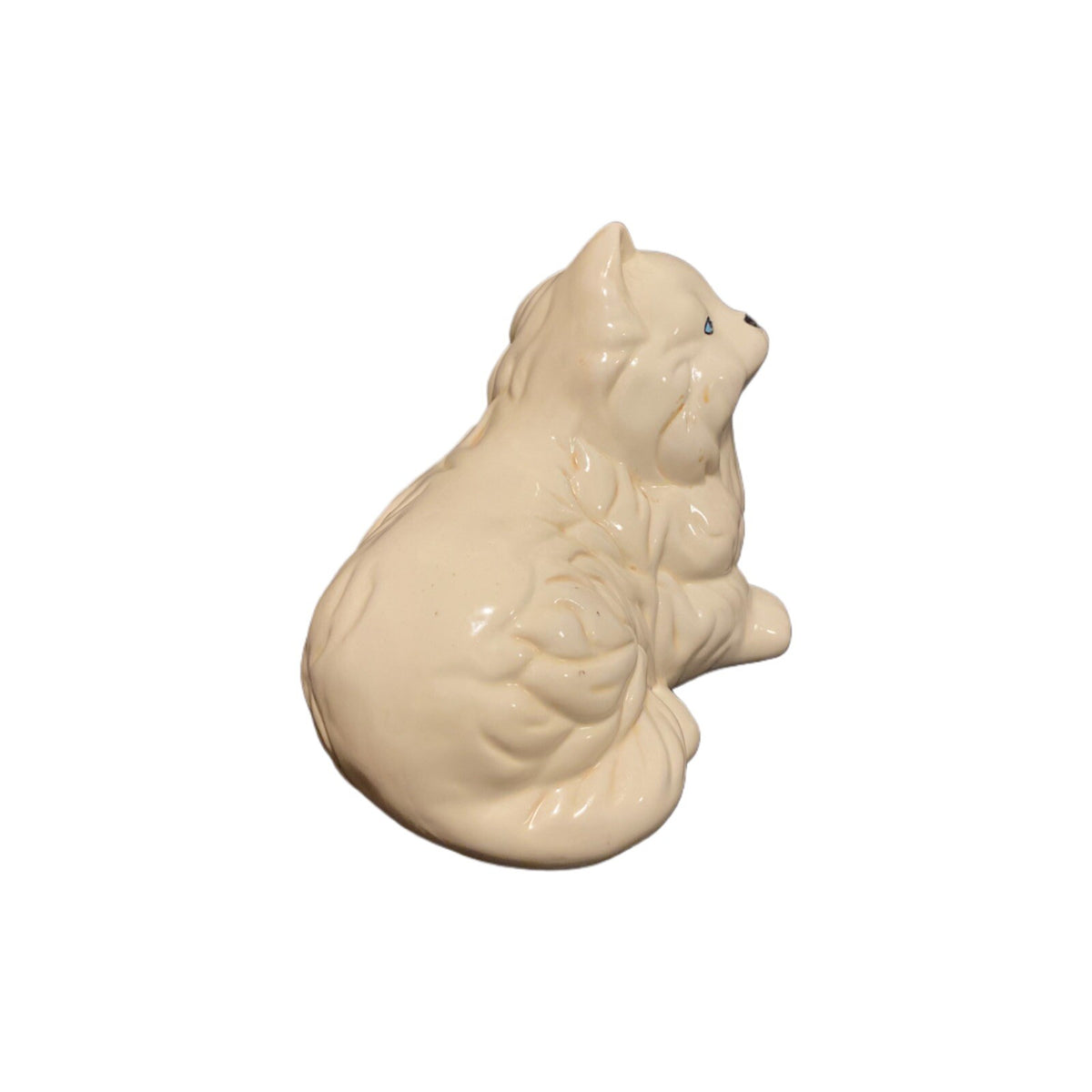 Vintage Persian Cats Long Hair Blue Eyes Set of 2 White Ceramic Figurines