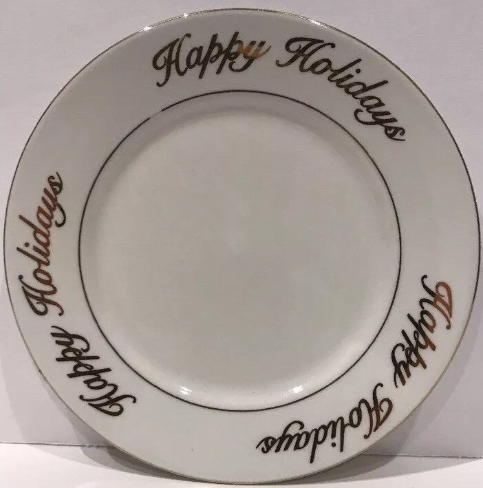 Set of 3 Royal Majestic Happy Holidays Fine China Salad/Dessert Plates 8999 