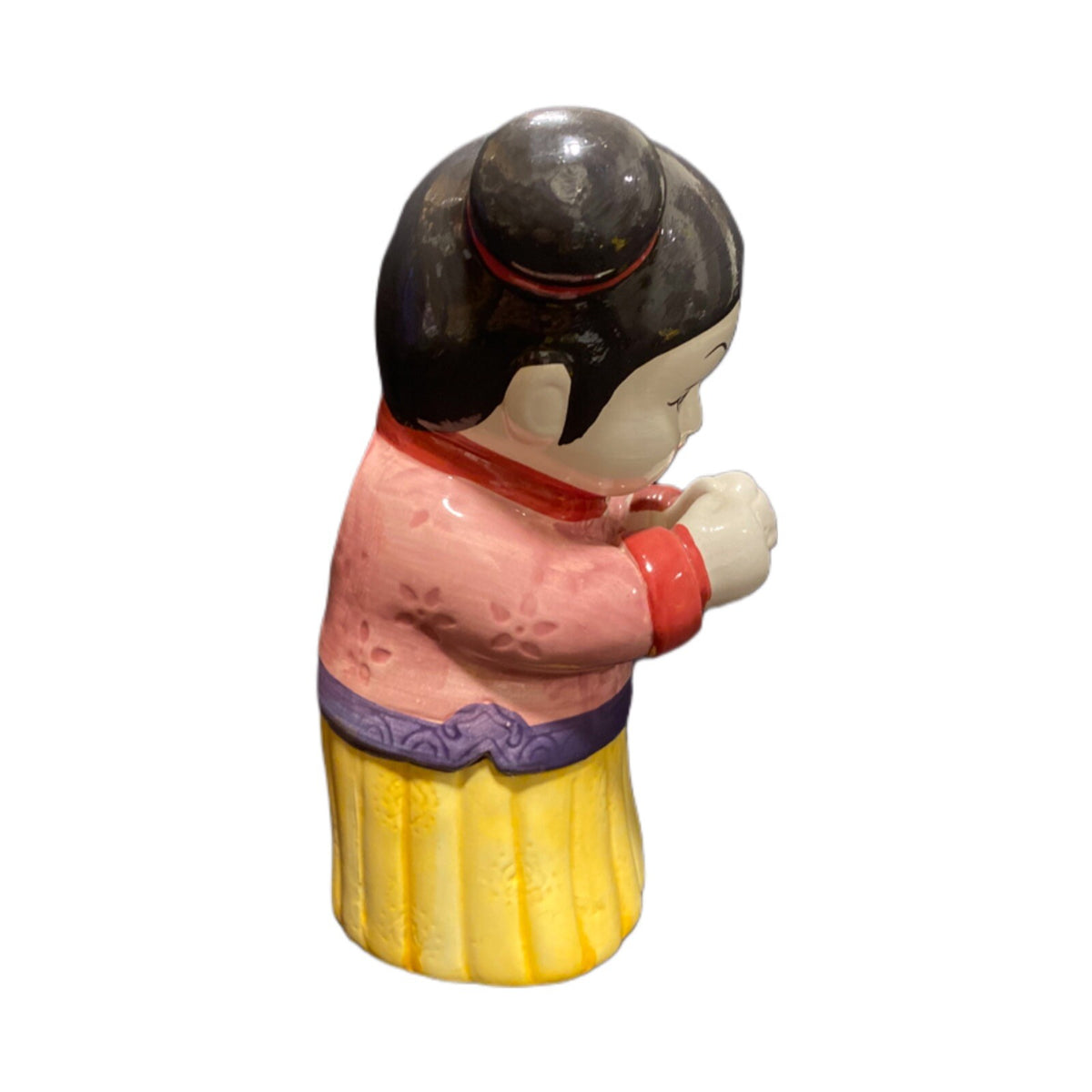 Tiki Figural Ceramic Statue Traditional Chinese Girl Holder Planter Vase Incence