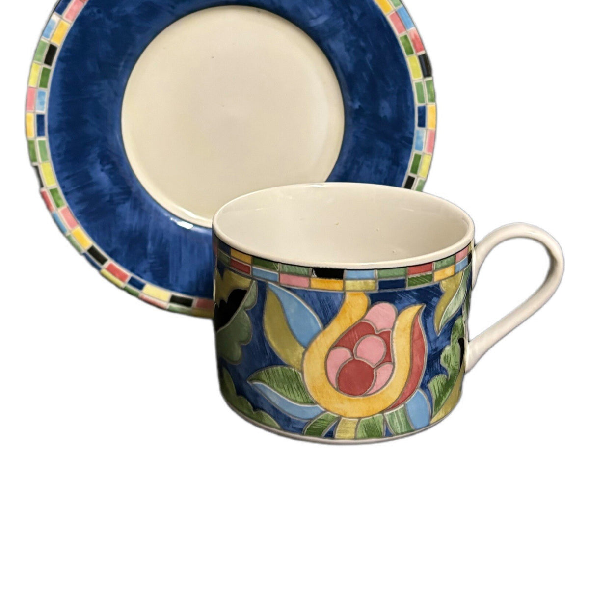 PTS International FANTASIA 2 Cups 2 Saucers Stoneware Coffee Tea