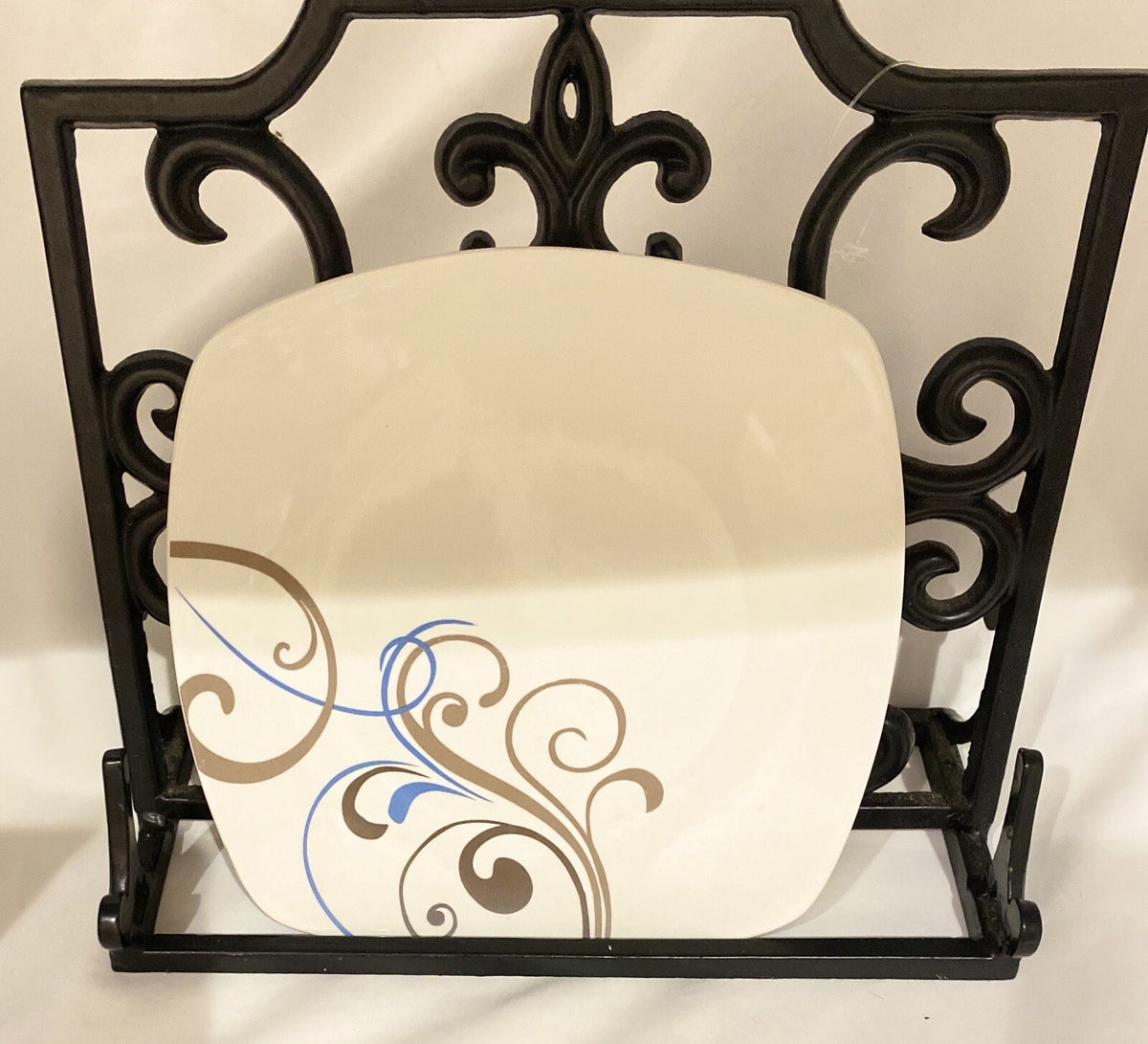 Coventry CHOCO SCROLL 3-Square Salad Plates Fine China Porcelain  (PTS) Int'l.