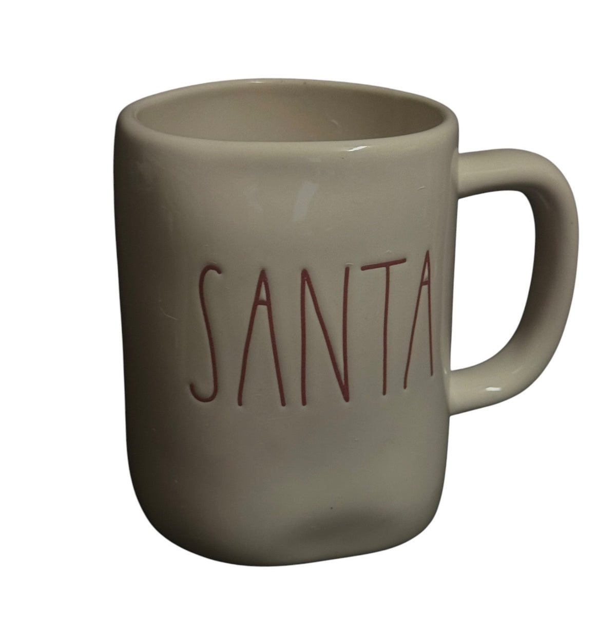 Rae Dunn SANTA Ceramic Coffee Mug White Black Lettering 16 oz Farmhouse Cup