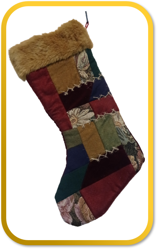 Rare Christmas Stocking Quilted Patchwork Faux Fur Holiday Gifts
