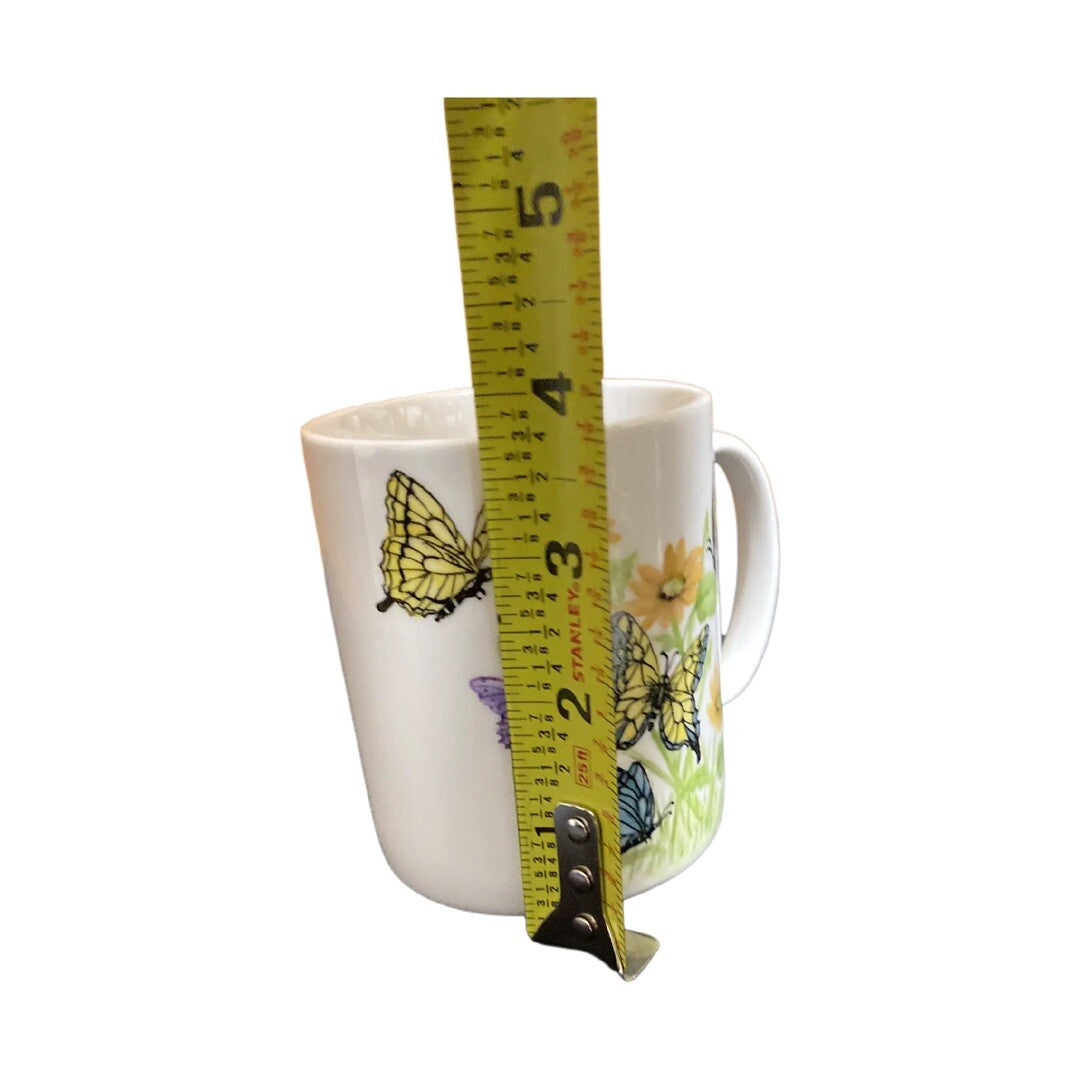 Butterflies Flowers Coffee Mug Hand Painted By Florence Gerber Porcelain Tea Cup