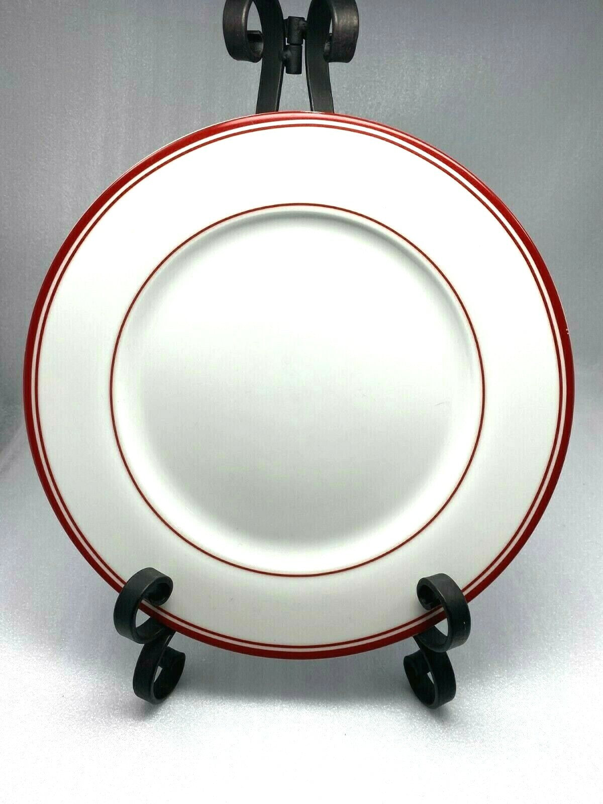 Amazon Basics White Dinnerware Collection Red Stripe Ceramic