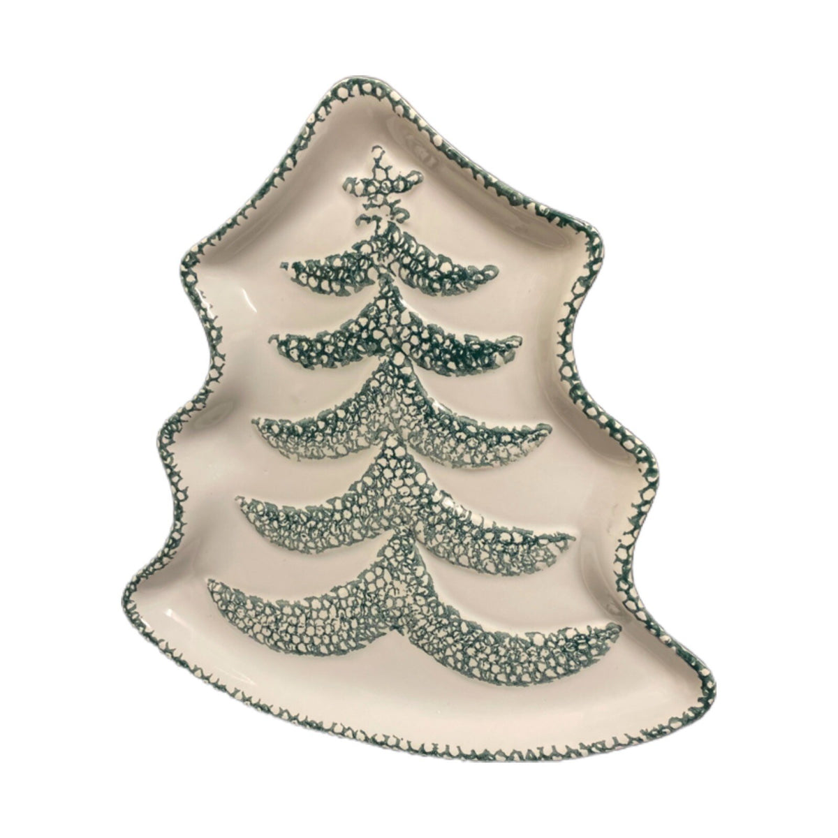 GUYROC Serving Platter Christmas Tree Shape Embossed Cookie Candy Dish 12 3/8”L