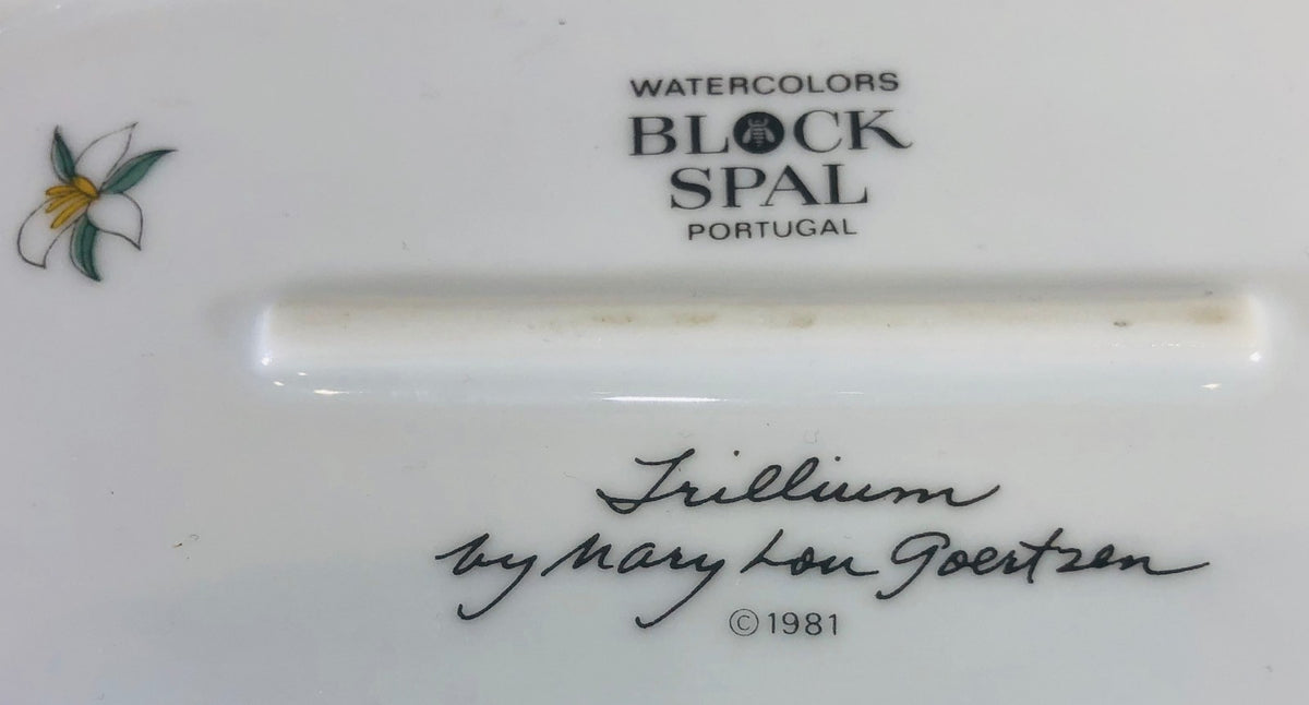 Block Spal "TRILLIUM" Watercolors, Goertzen, Flowers Dinnerware Collection 