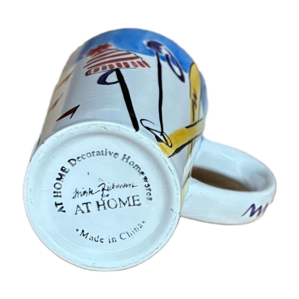 Trish Richman 2-Latte Mug At Home Winter Ceramic Coffee Tea Cup Snow Ski Hat