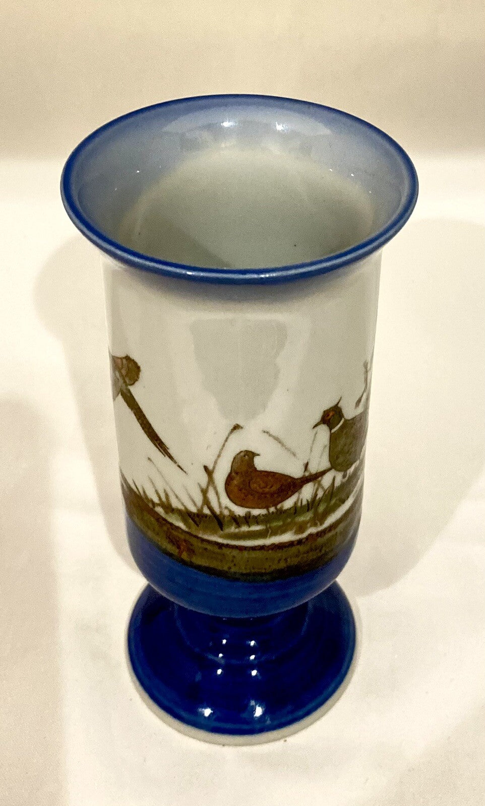 Vintage Otagiri Footed Pedestal Mug Pheasant Irish Cup Stoneware 5 1/2" H