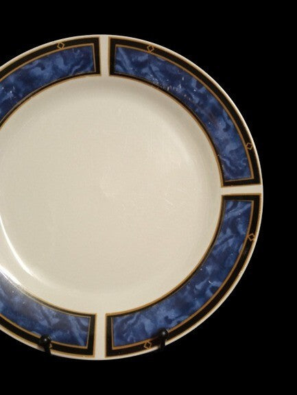 Vintage Gibson Designs ROYAL DUCHES BLUE 4-Dinner Plates 9 ¾”D Blue Marbled