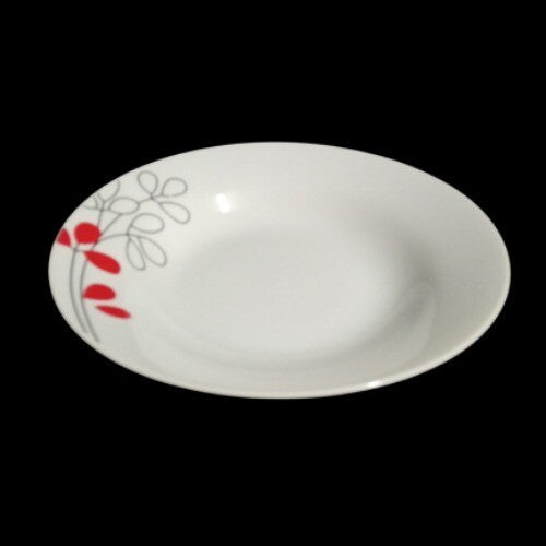 Gibson Designs SCARLET LEAVES 4-Rim Soup Bowls 8" D Floral Ceramic Cereal Plate