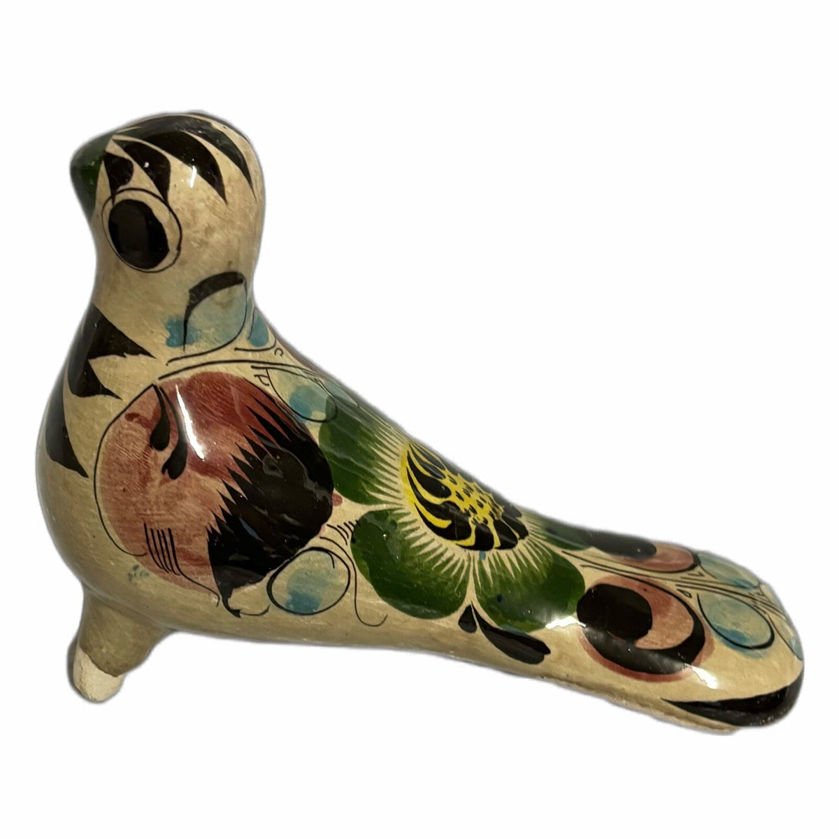 Vintage Tonala Pottery Miniature Bird Figurine Mini Ceramic Mexico Folk Art