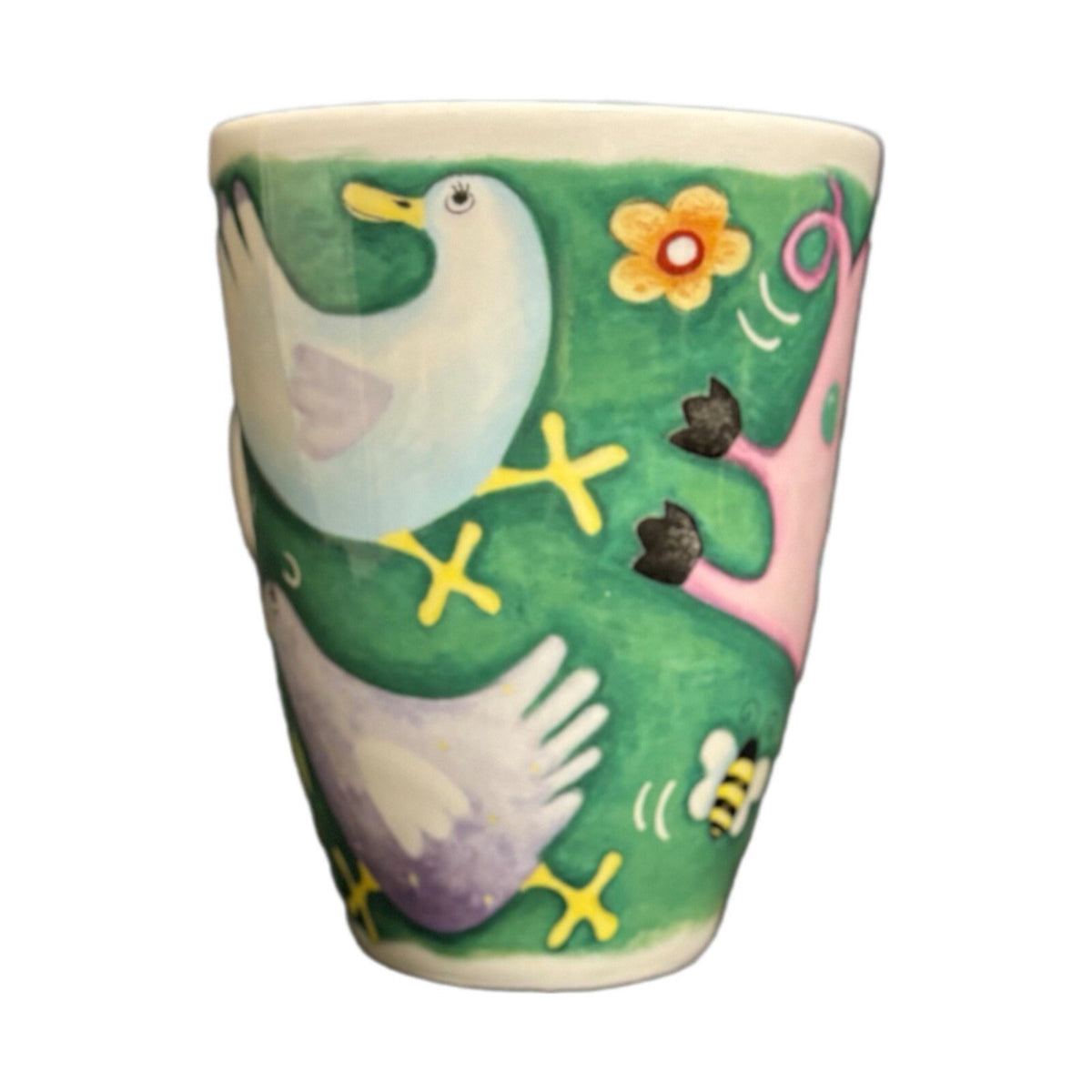Roy Kirkham 4-Mugs COUNTRY CAPERS Farm Pig  Birds Floral OINK Bone China England