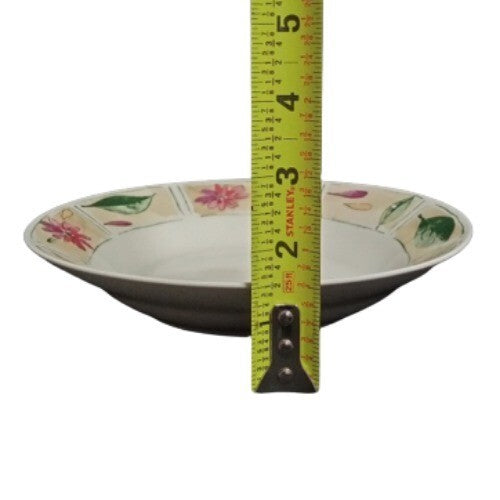 Set of 4 Gibson Designs Sabrina 8” D Coupe Soup Bowls Floral Petals Leaves Rim