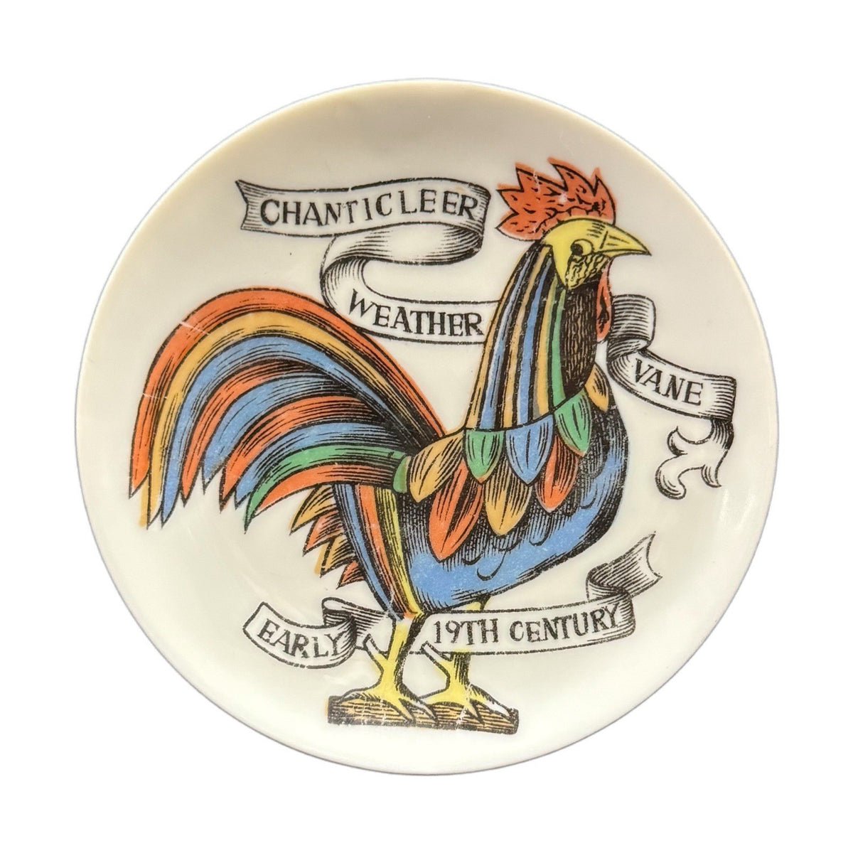 Vintage 4” Chanticleer Rooster Plate Early 19th Century Weather Vane Trinket