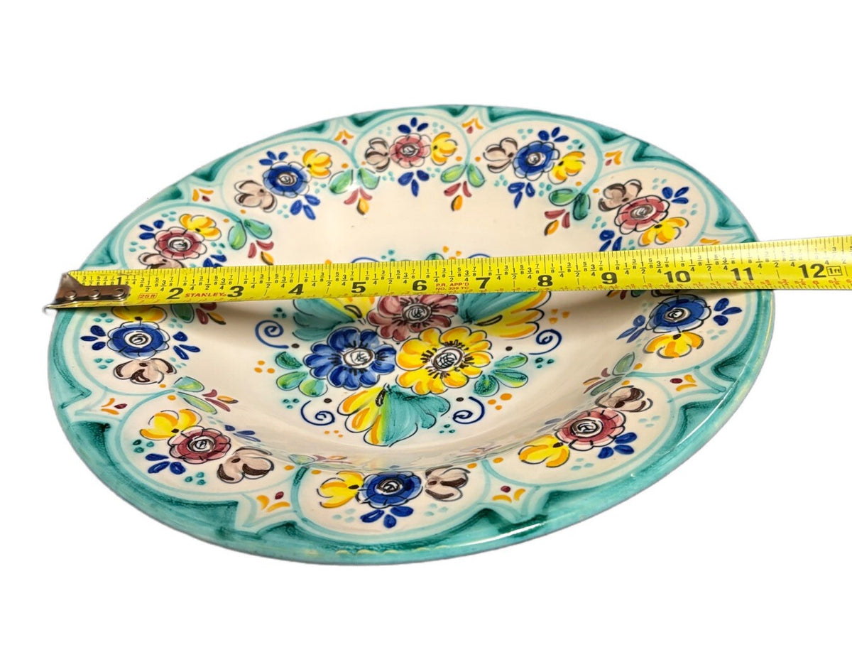 CERVANTES Burguillos Toledo Wall Hanging Bowl Spain Ceramic Hand Painted Floral