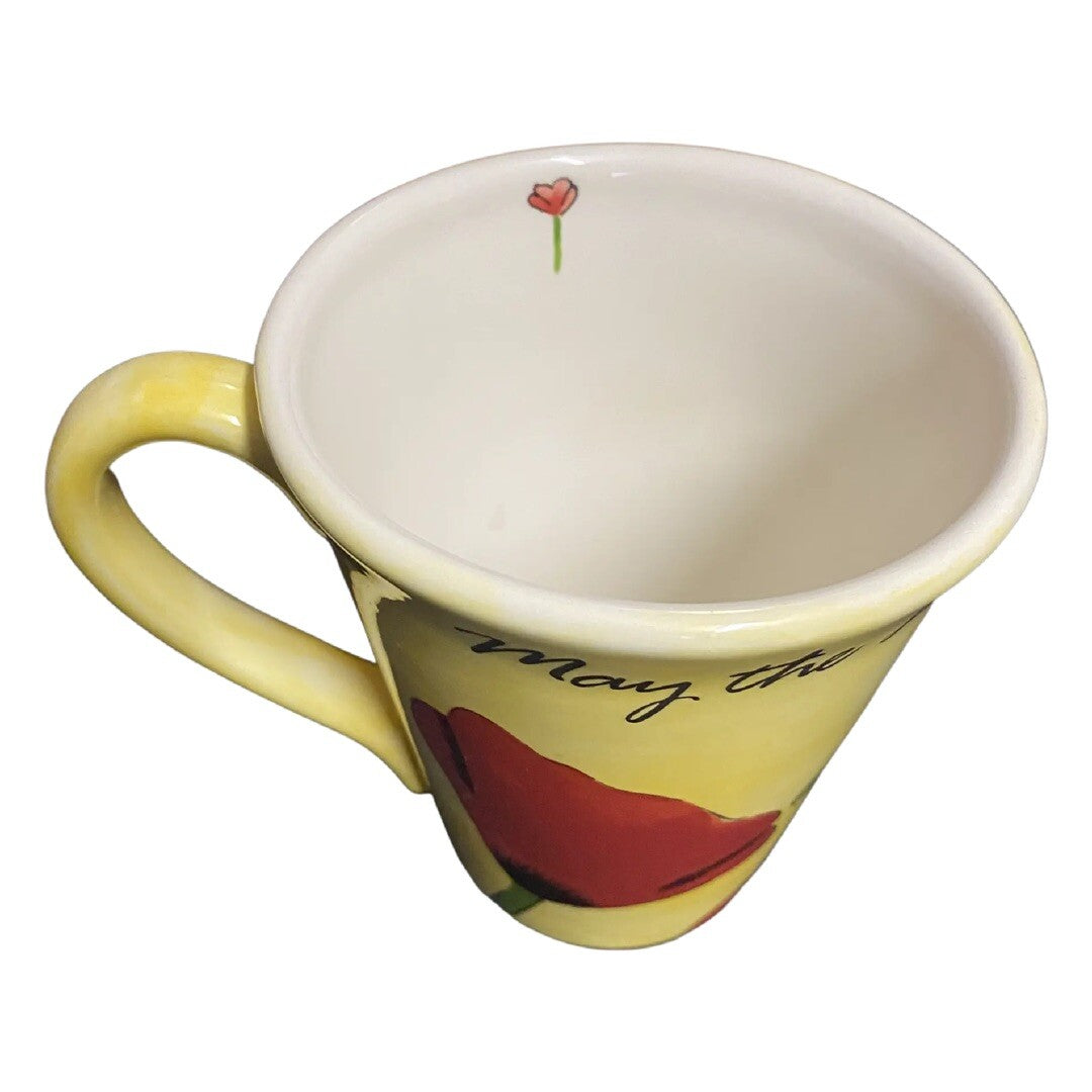 VIMI DESIGNS FLORAL Ceramic Yellow Coffee Mug MAY THE LORD BLESS YOU & KEEP YOU