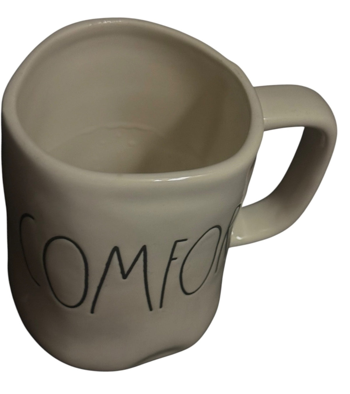 Rae Dunn COMFORT Ceramic Coffee Mug White Black Lettering 16 oz