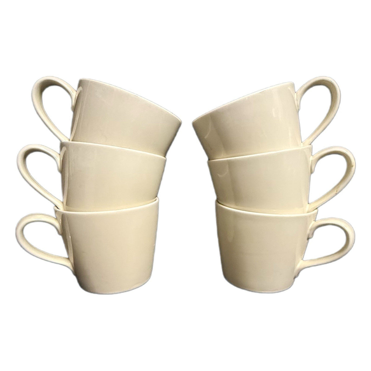 Crate & Barrel Margo et of 6 Mugs Ivory Coffee Tea Cups B. Eigen Design