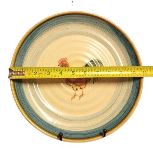 Gibson Designs Ocean Dream Rooster Dinner Plates Set of 4 10 7/8” D Blue Rim