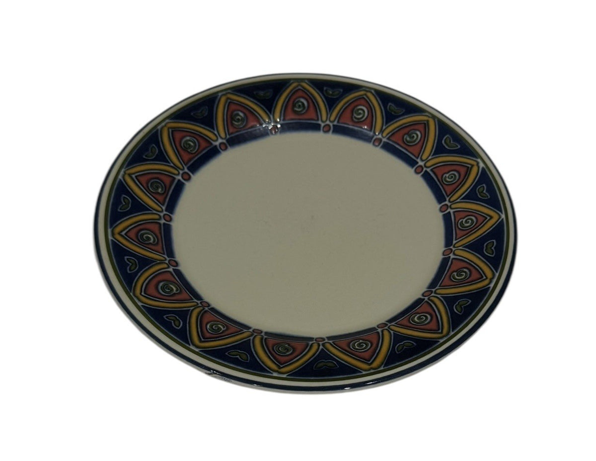 Pier 1 Imports England Set of 2 Dinner Plates Geometric Border 10 5/8”D