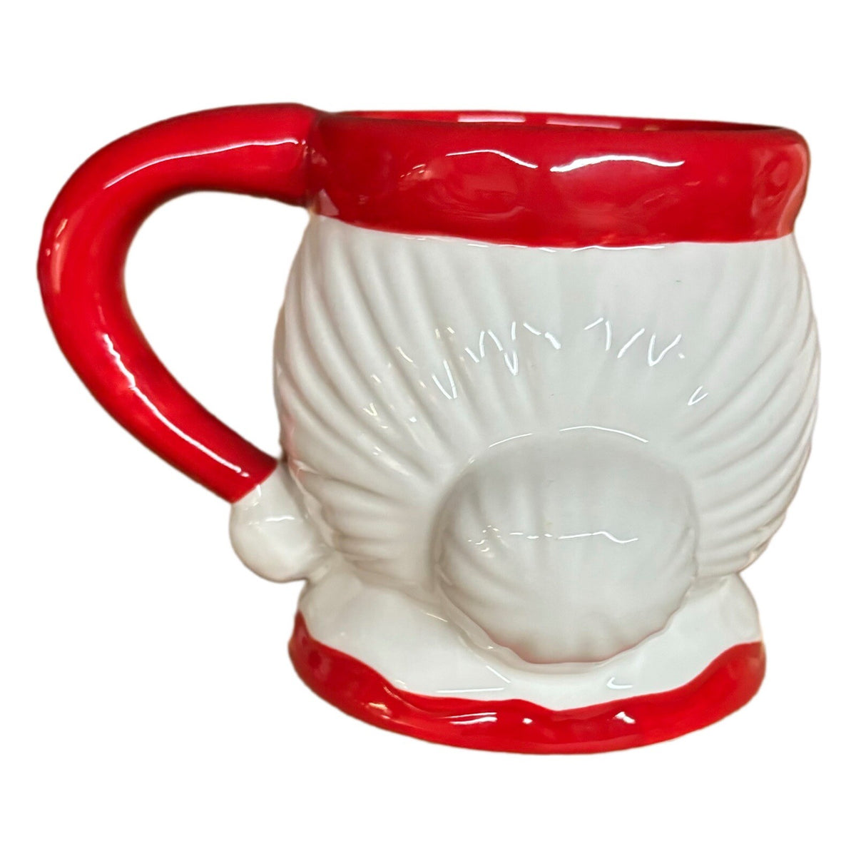 Pier 1 Imports 2- Mugs Santa & Mrs Claus Coffee Cups Hand Painted Dolomite 18oz
