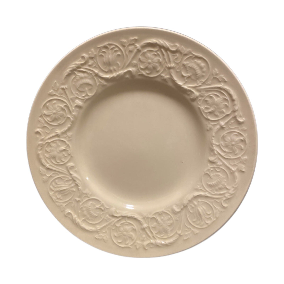 Wedgwood PATRICIAN Etruria & Barlaston Cream Salad Plate Embossed Floral Scrolls