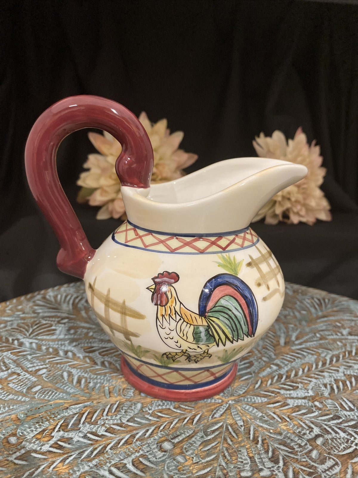 YOUNGS Heartfelt Kitchen Creations 3 PIECE Sugar Bowl with Lid & Creamer Rooster