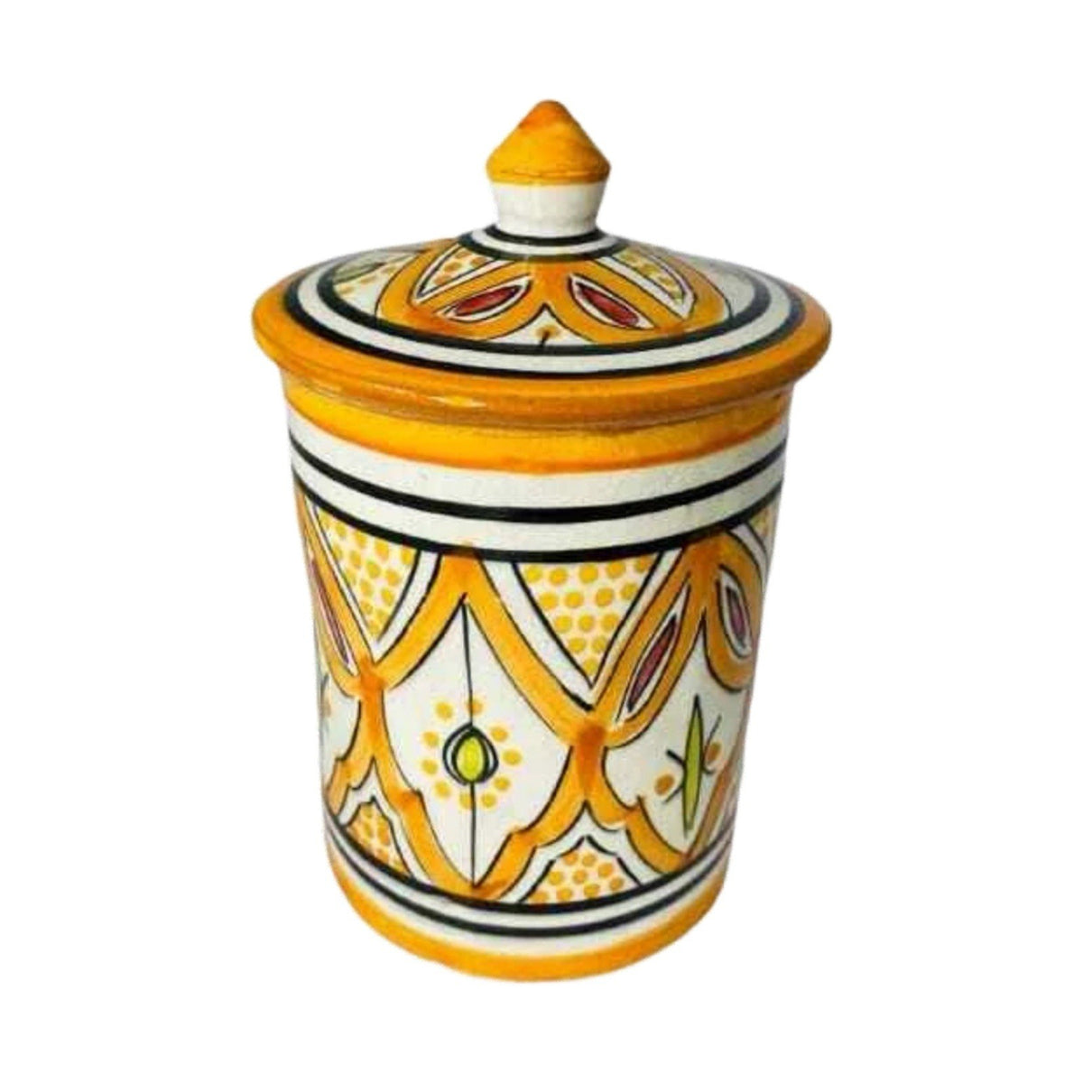 2 Handmade Moroccan Ceramic Canisters 24oz Blue Orange Tea Sugar Spice Storage