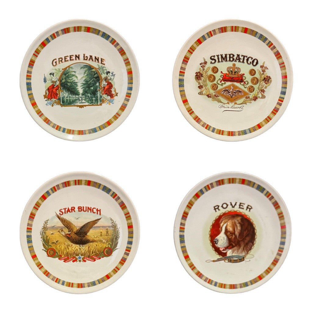 Pottery Barn Fireside Club Simbatco Salad Plates Set of 4 Color Crest Emblem