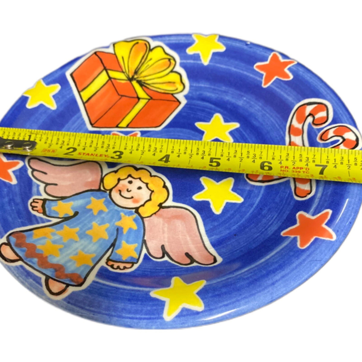 LA GIOCONDA 3-Salad  Plates Christmas Gift Candy Cane Angel Stars Dessert Dish