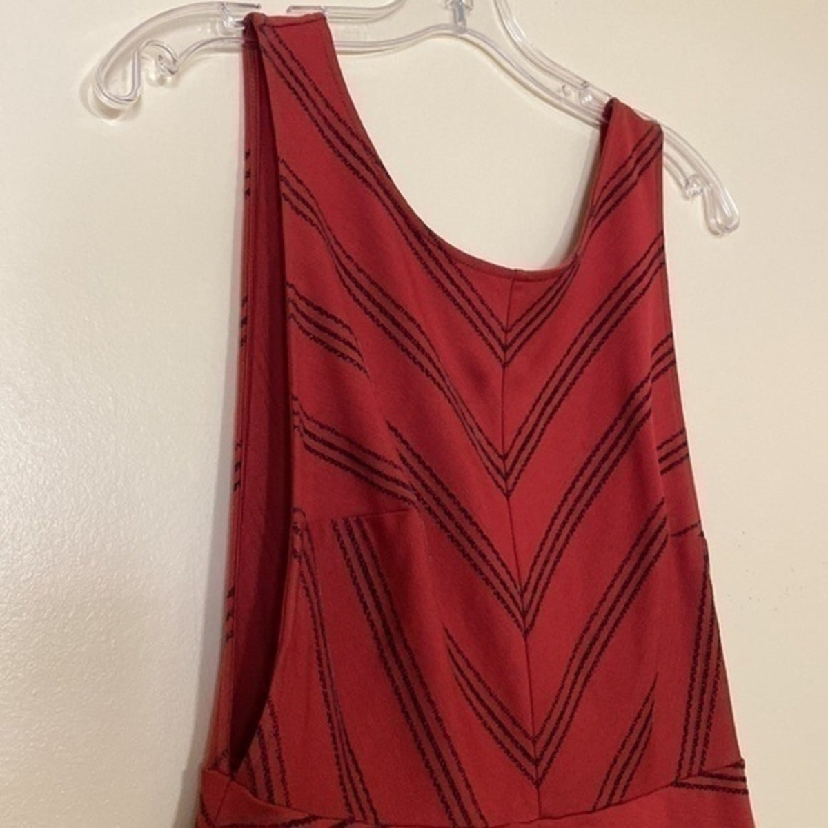 Free People Red/Orange Short Dress Black Velvet Stripes S