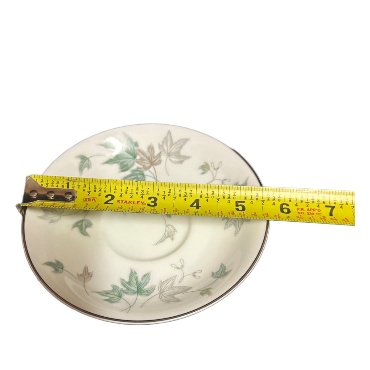 Noritake Greenwood 4-Footed Cups 4 Saucers Tea Set Silver Trim Leaves Japan 5769
