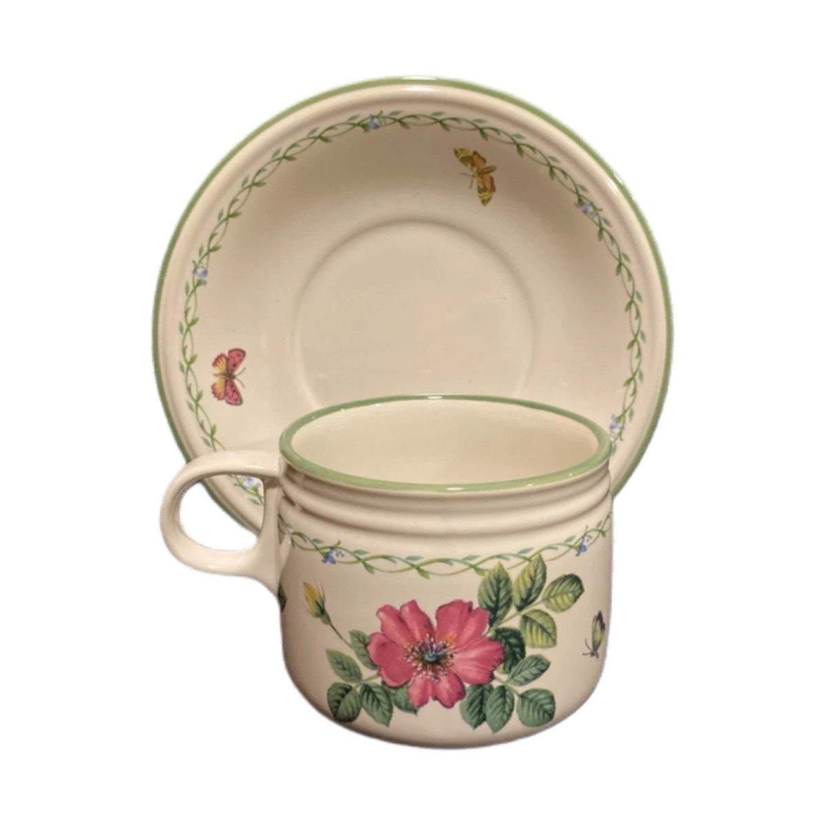 Mikasa Garden Bloom Y2372 – 4 Cups & 4 Saucers Set Butterfly Floral Vines