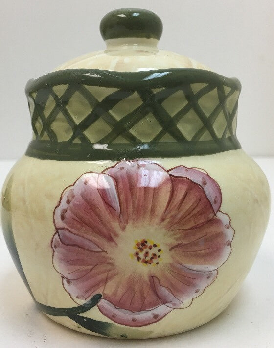 Lynns Earthenware 14 Piece EMMA'S GARDEN Green Lattice Dinner Salad Cup Saucer