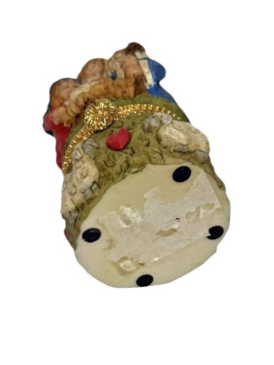 Nativity Scene Hinged Trinket Box: Resin Baby Jesus Angel Mary Joseph Christmas
